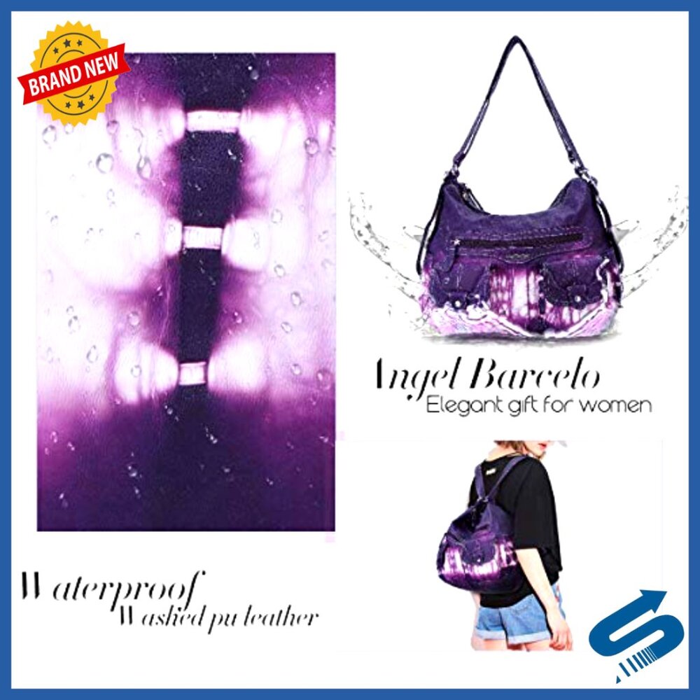 Multifunctional Soft Leather Hobo Backpack Crossb… - image 5